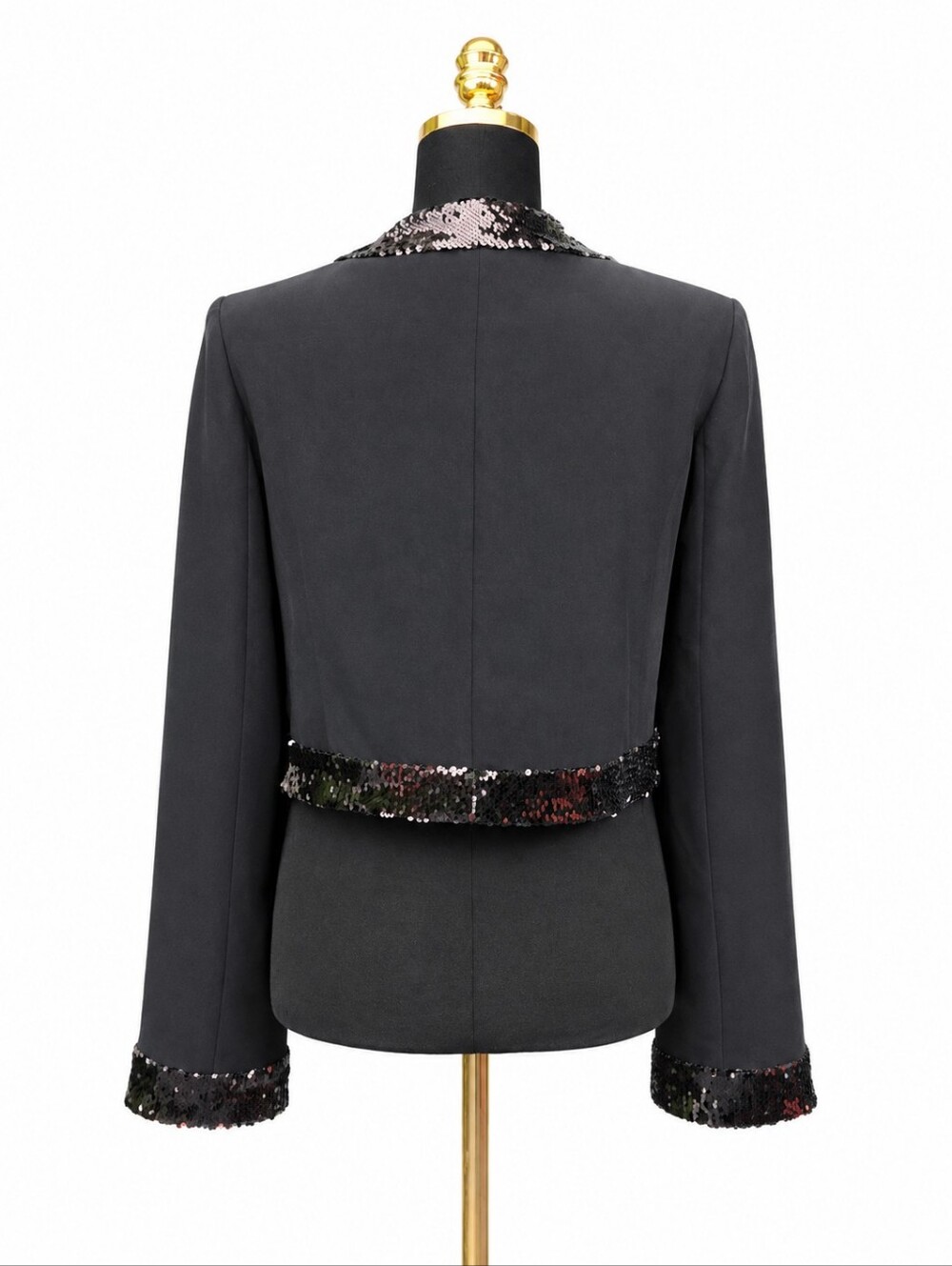 Cinq a Sept Black Sequin Embellished Evening Jacket Blazer Size 10 - Picture 13 of 16
